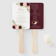 Floral Burgundy Blush Elegant Gold Wedding Program