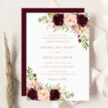 Floral Burgundy Blush Modern Elegant Wedding