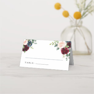 Floral Burgundy Blush Place Cards