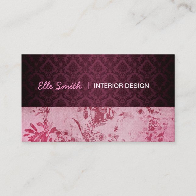 Floral Burgundy Business Card (Front)
