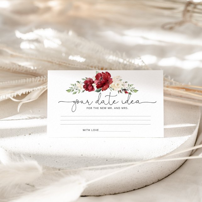 Floral burgundy Date night idea Enclosure Card (Creator Uploaded)