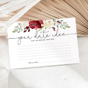 Floral burgundy Date night ideas. Date jar Stationery