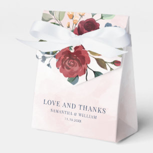 Floral Burgundy Greenery Botanical Wedding Favour Box