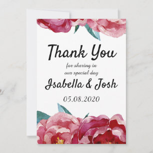 Floral Burgundy Marsala Peony Thank You Cards