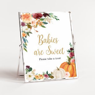Floral Burgundy Pumpkin Babies are Sweet Poster
