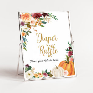 Floral Burgundy Pumpkin Baby Shower Diaper Raffle Poster