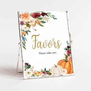Floral Burgundy Pumpkin Baby Shower Favours Poster