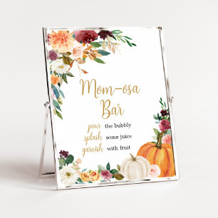 Floral Burgundy Pumpkin Baby Shower Mum Osa Bar Poster