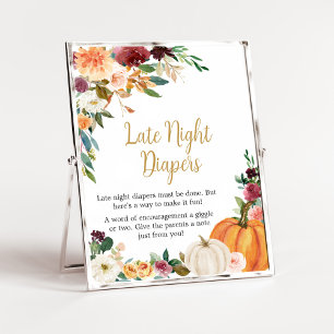 Floral Burgundy Pumpkin Late Night Diapers Poster