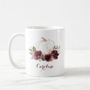 Floral Burgundy Pumpkin Personalised Mug