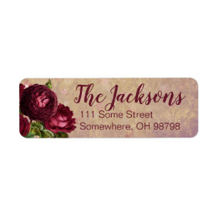 Floral Burgundy Roses Return Address Labels