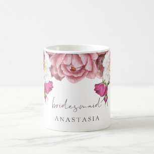 Floral Burgundy Wedding Bridesmaid Coffee Mug