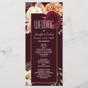 Floral Burgundy Wedding Program
