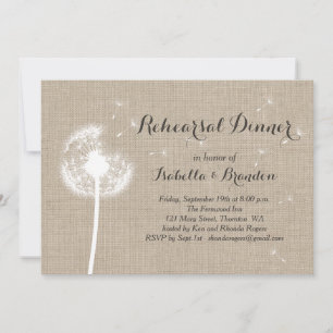 Floral Burlap Rehearsal Dinner Invitation