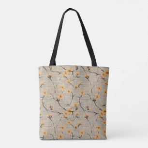 Floral Burlap Tote Bag