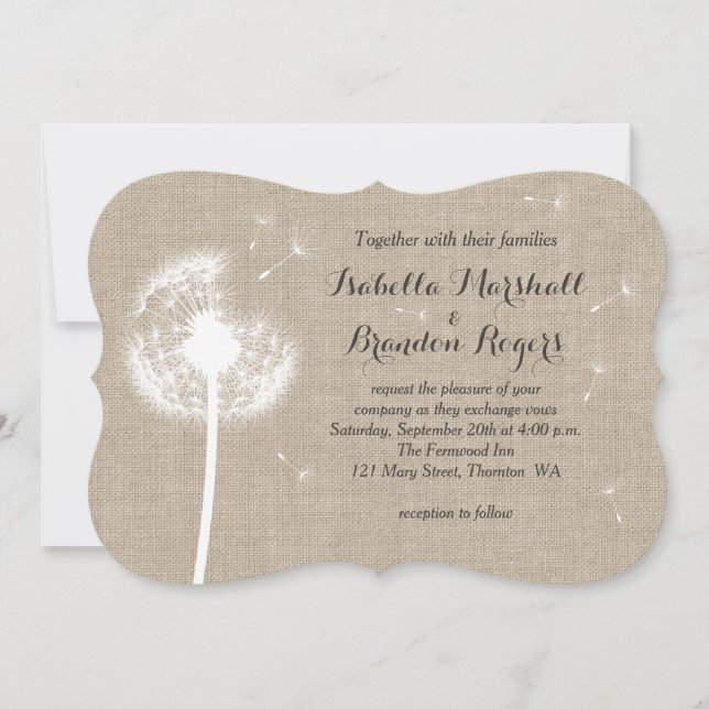 Floral Burlap Wedding Invitation (Front)