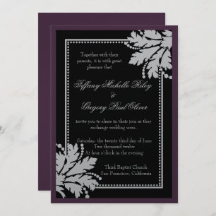 Floral Burst Wedding Invite Metallic [Eggplant]