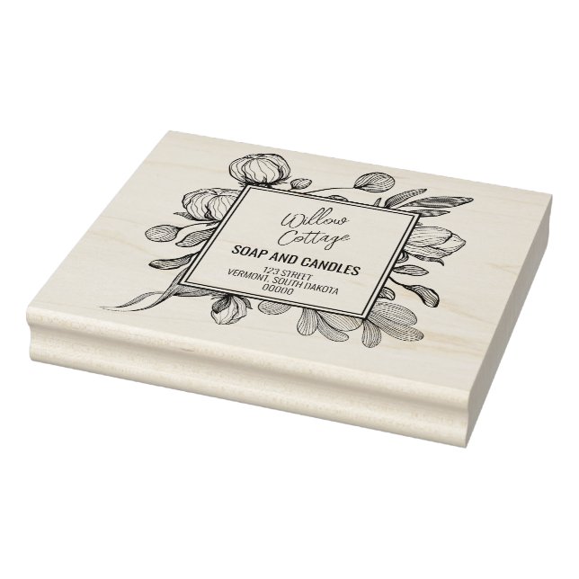 Floral Business Branding Rubber Stamp (Stamp)