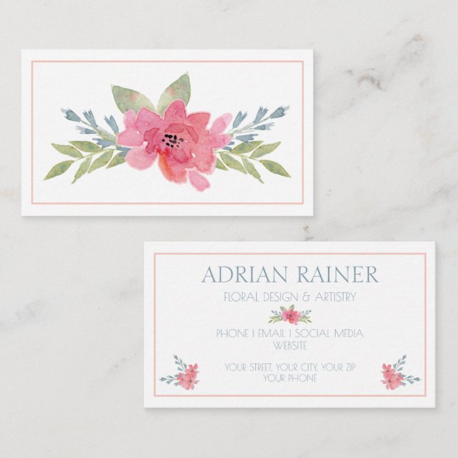 Floral Business Card for Creative Professionals (Front/Back)