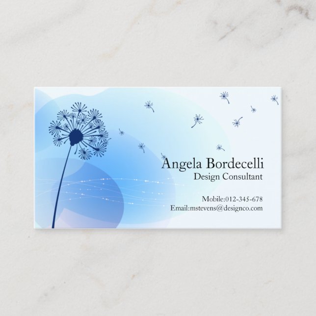 Floral Business Card Gentle Dandelion (Front)