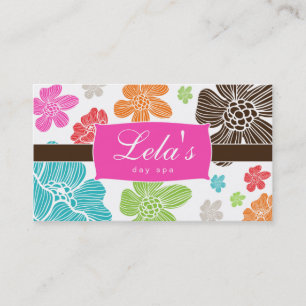 Floral Business Card Salon Spa Tropical Hot Pink
