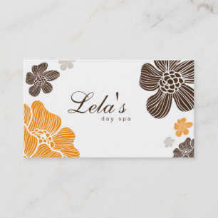 Floral Business Card Salon Spa Tropical Org Brown