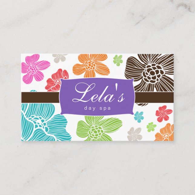 Floral Business Card Salon Spa Tropical Purple (Front)