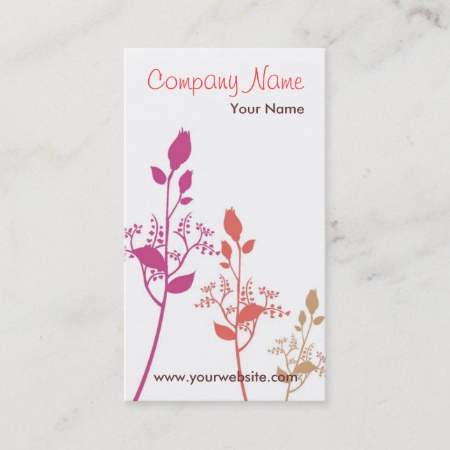 Floral Business Card (White/Pink) (Front)