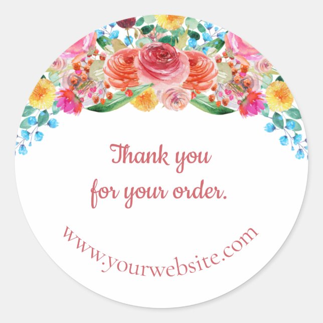 Floral Business Thank you For Your order  Classic Round Sticker (Front)