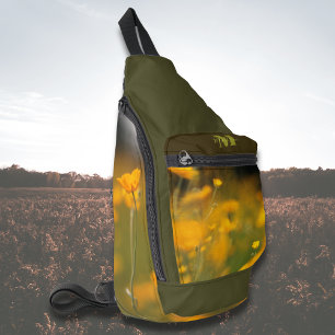 Floral buttercup meadow flowers sling bag