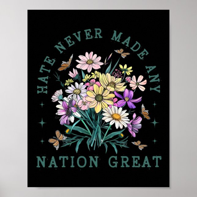 Floral Butterflies Anti Trump Democrat President L Poster (Front)