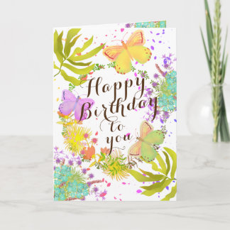 Floral Butterflies Birthday. Card