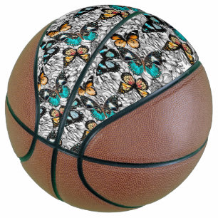 Floral Butterflies colourful sketch pattern Basketball