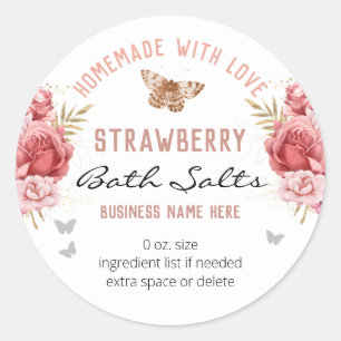 Floral Butterflies Custom Business Bath Salts Classic Round Sticker