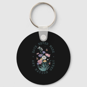 Floral Butterflies Democrat President Liberal Key Ring
