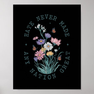 Floral Butterflies Democrat President Liberal Poster