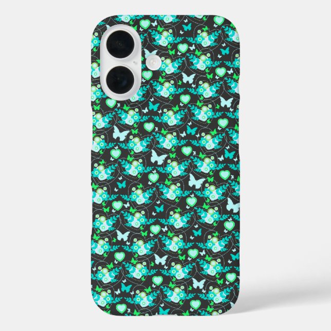 Floral butterflies & hearts jade iphone case (Back)