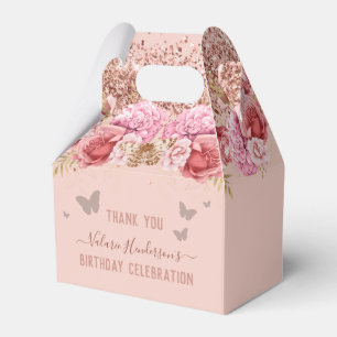 Floral Butterflies Pink Happy Birthday Favour Box