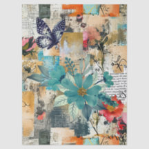 Floral & Butterfly Abstract Art College Decoupage