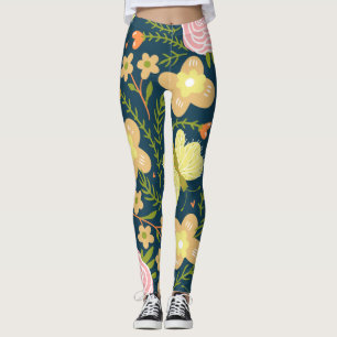 Floral, Butterfly And Glamour Seamless Elegant Leggings