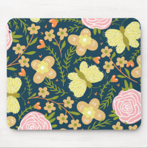Floral, Butterfly And Glamour Seamless Elegant Mouse Pad