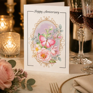 Floral & Butterfly Anniversary Card