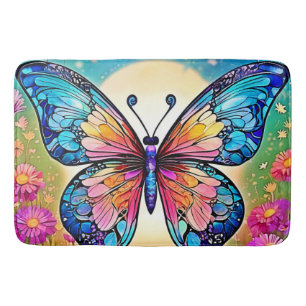 Floral Butterfly Art Design Bath Mat