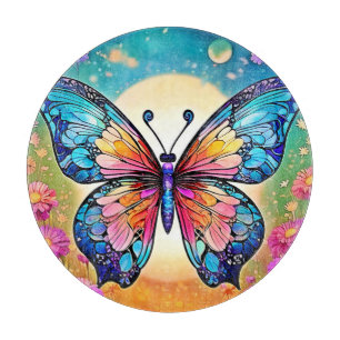 Floral Butterfly Art Design Cutting Board