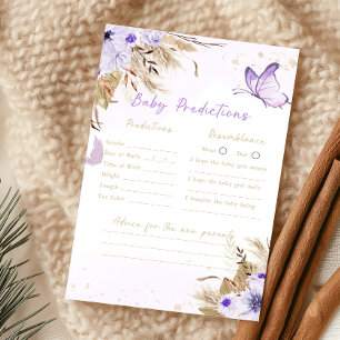 Floral Butterfly Baby Shower Baby Predictions Game