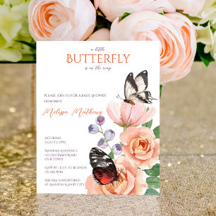Floral butterfly baby shower budget invitation