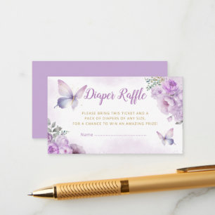 Floral Butterfly Baby Shower Diaper Raffle Ticket Enclosure Card