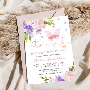 Floral Butterfly Baby Shower Invitation