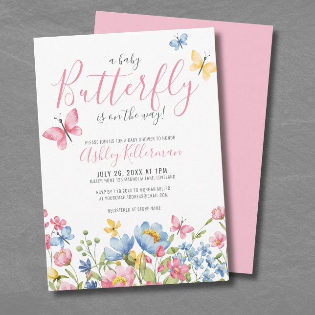 Floral Butterfly Baby Shower Invitation (Floral Butterfly Baby Shower Invitation)