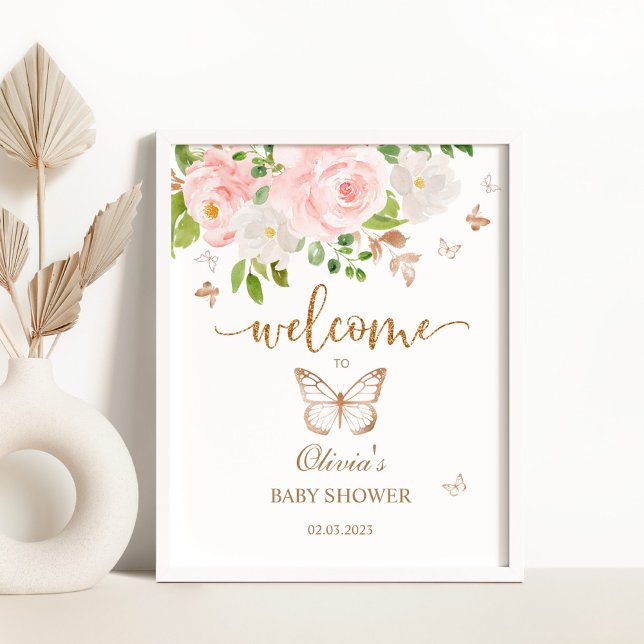 Floral butterfly baby shower welcome sign (Creator Uploaded)
